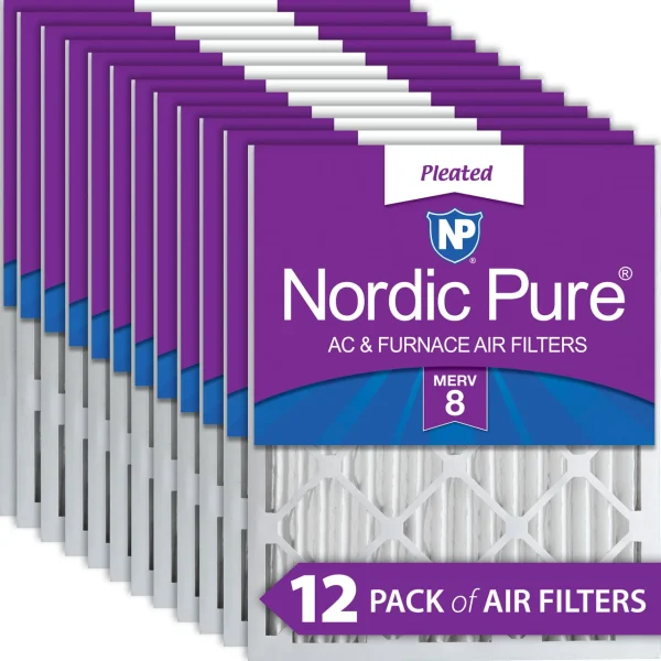 Nordic Pure 18x18x2 Pleated MERV 8 Air Filters 12 Pack (18x18x2M8-12)
