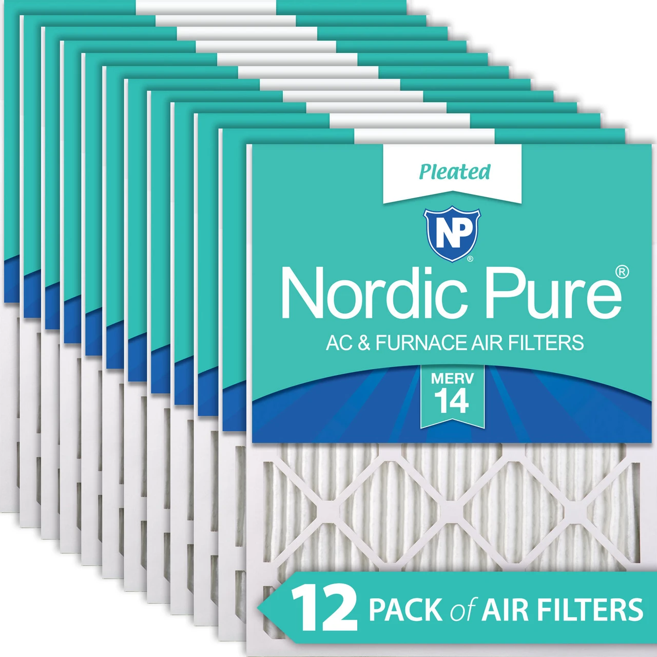 Nordic Pure 18x24x1 (17_1/2x23_1/2) Pleated MERV 14 Air Filters 12 Pack (18x24x1M14-12)