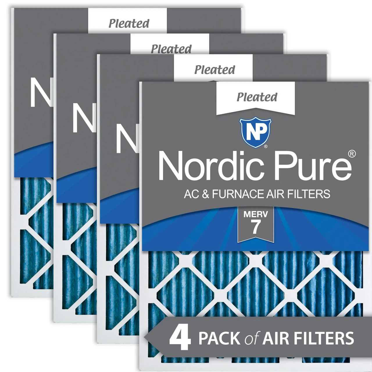 Nordic Pure 18x24x1 (17_1/2x23_1/2) Pleated MERV 7 Air Filters 4 Pack (18x24x1M7-4)