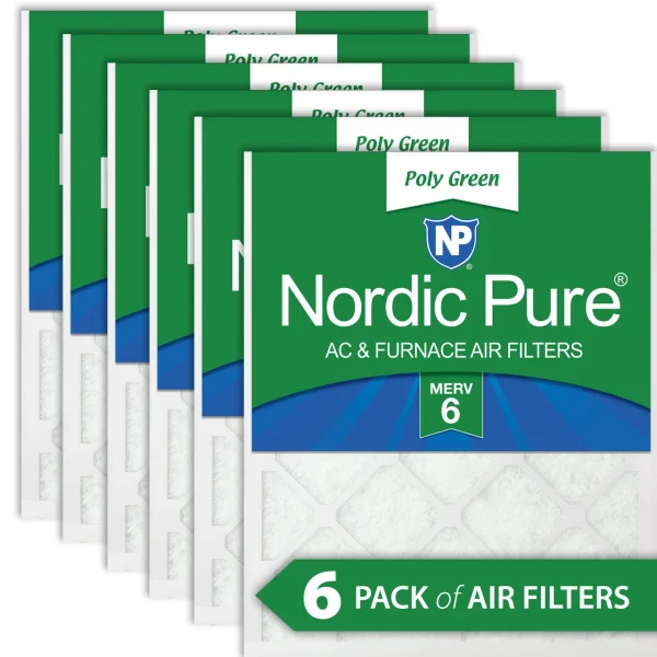 Nordic Pure 18x24x1 MERV 6 Poly Green AC Furnace Air Filter 6 Pack - Captures Dust/Pollen (18x24x1PolyGreen-6)