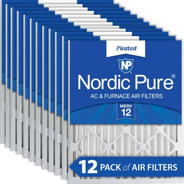 Nordic Pure 18x24x2 Pleated MERV 12 Air Filters 12 Pack (18x24x2M12-12)