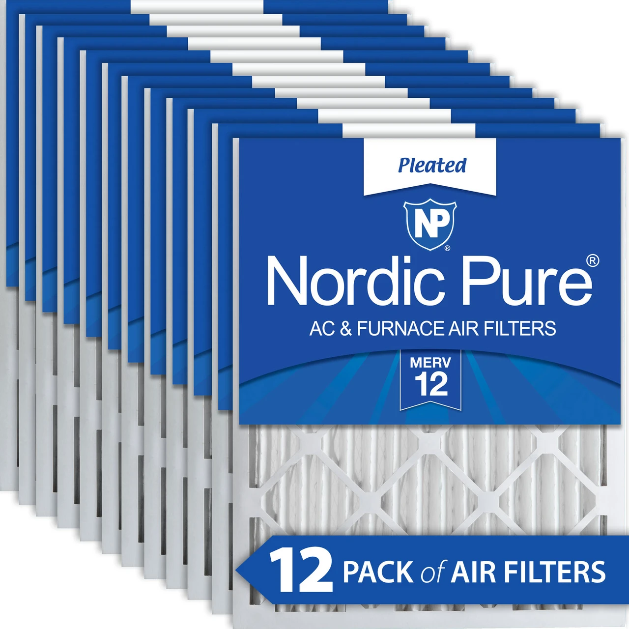 Nordic Pure 18x24x2 Pleated MERV 12 Air Filters 12 Pack (18x24x2M12-12)