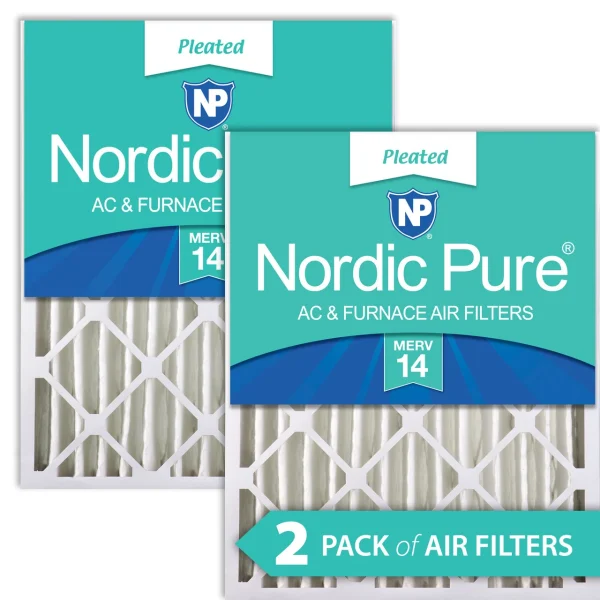 Nordic Pure 18x24x4 (3 5/8) Pleated MERV 14 Air Filters 2 Pack (18x24x4M14-2)