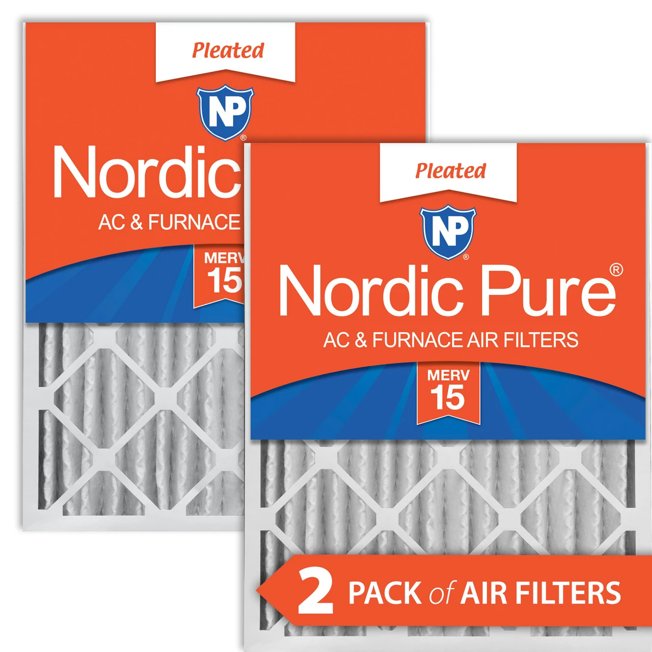 Nordic Pure 18x24x4 (3 5/8) Pleated MERV 15 Air Filters 2 Pack (18x24x4M15-2)