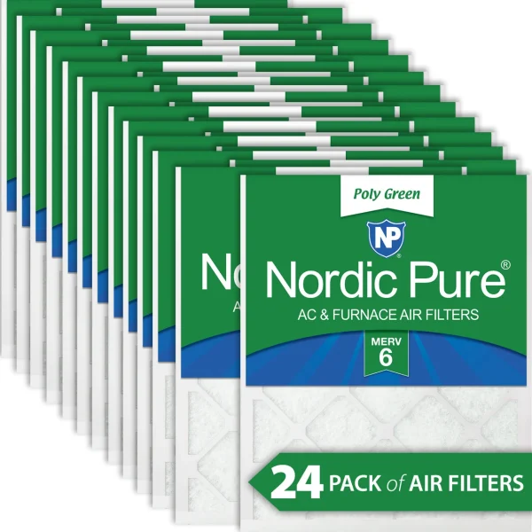 Nordic Pure 18x25x1 MERV 6 Poly Green AC Furnace Air Filter 24 Pack - Captures Dust/Pollen (18x25x1PolyGreen-24)