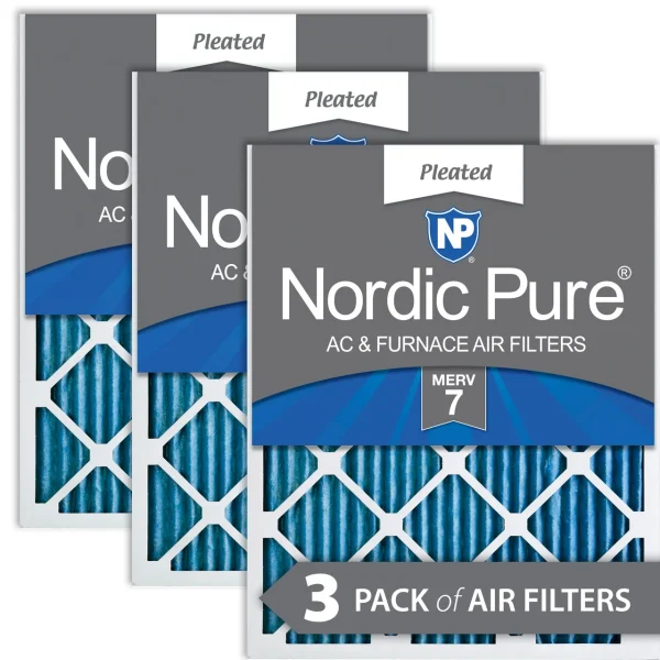Nordic Pure 18x30x1 (17_3/4x29_3/4) Pleated MERV 7 Air Filters 3 Pack (18x30x1M7-3)