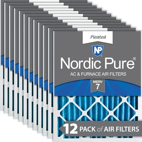 Nordic Pure 20x20x2 Pleated MERV 7 Air Filters 12 Pack (20x20x2M7-12)