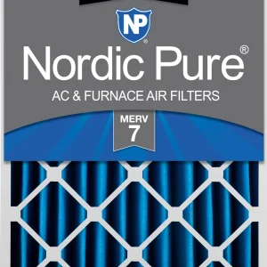 Nordic Pure 20x20x4 (3 5/8) Pleated Air Filters MERV 7 Plus Carbon 1 Pack (20x20x4M7+C-1)