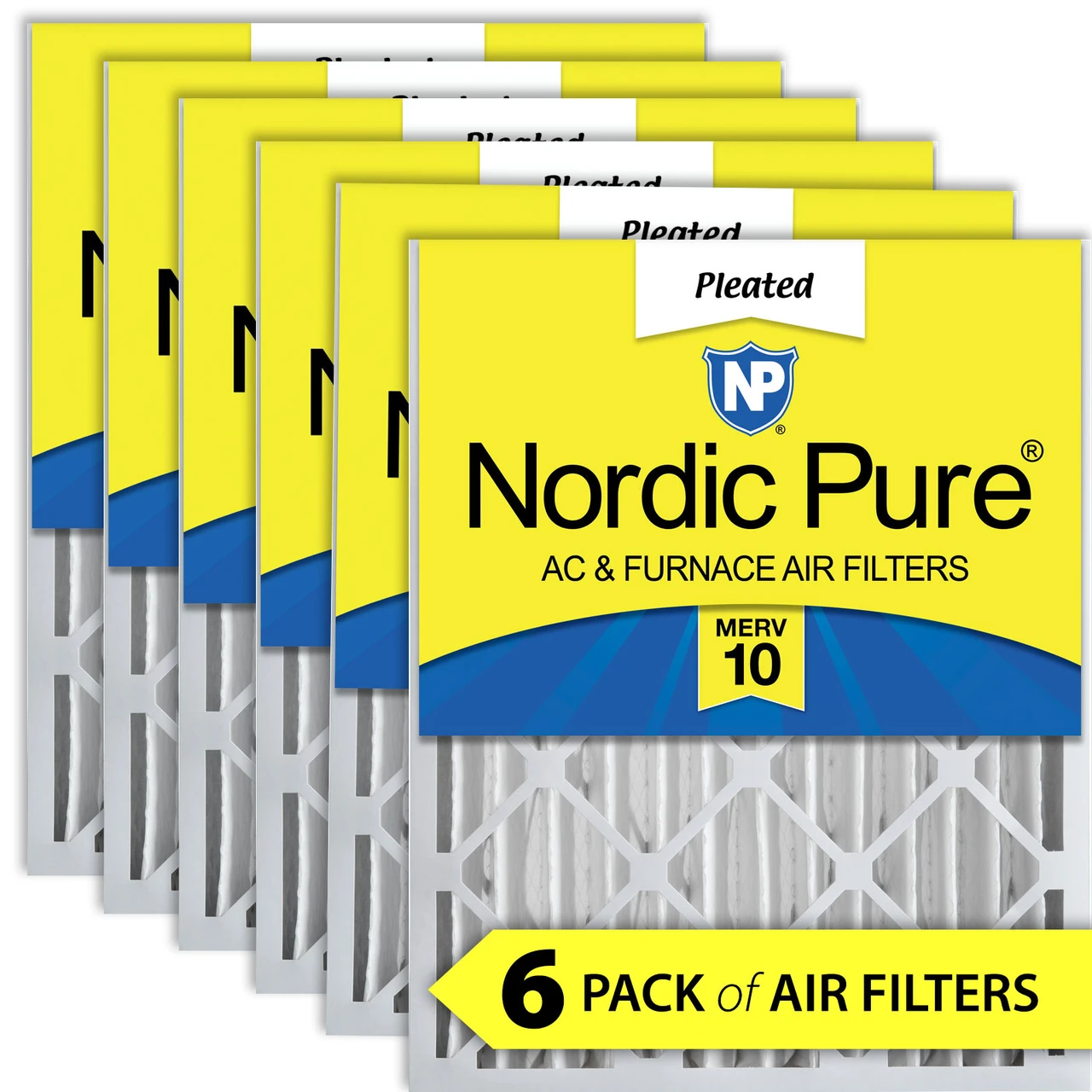 Nordic Pure 20x20x4 (3 5/8) Pleated MERV 10 Air Filters 6 Pack (20x20x4M10-6)