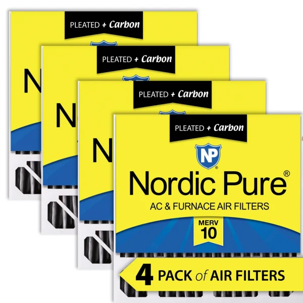 Nordic Pure 20x20x5 (4 3/8) Honeywell Replacement Furnace Filters MERV 10 Plus Carbon 4 Pack (20x20x5HPM10C-4)