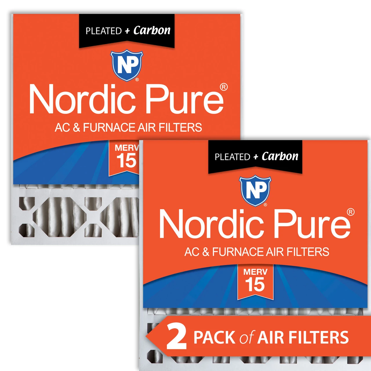 Nordic Pure 20x20x5 (4 3/8) Honeywell Replacement Furnace Filters MERV 15 Plus Carbon 2 Pack (20x20x5HM15+C-2)