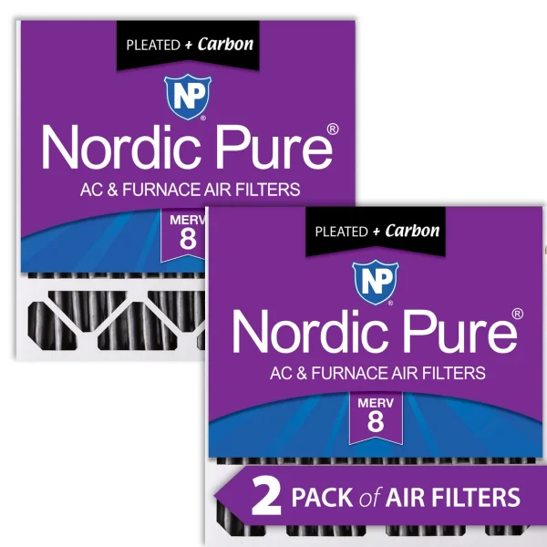 Nordic Pure 20x20x5 (4 3/8) Honeywell Replacement Furnace Filters MERV 8 Plus Carbon 2 Pack (20x20x5HPM8C-2)