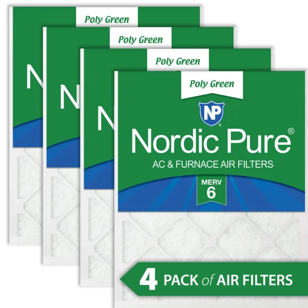 Nordic Pure 20x24x1 MERV 6 Poly Green AC Furnace Air Filter 4 Pack - Captures Dust/Pollen (20x24x1PolyGreen-4)