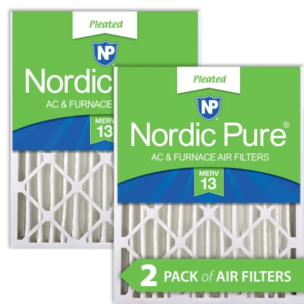 Nordic Pure 20x24x4 (3 5/8) Pleated MERV 13 Air Filters 2 Pack (20x24x4M13-2)
