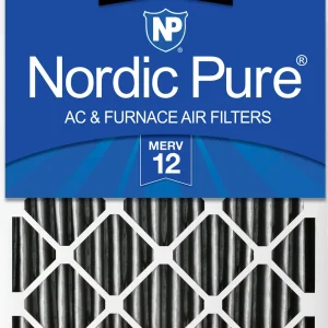Nordic Pure 20x25x4 (3 5/8) Pleated Air Filter MERV 12 Plus Carbon 1 Pack (20x25x4PM12C-1)