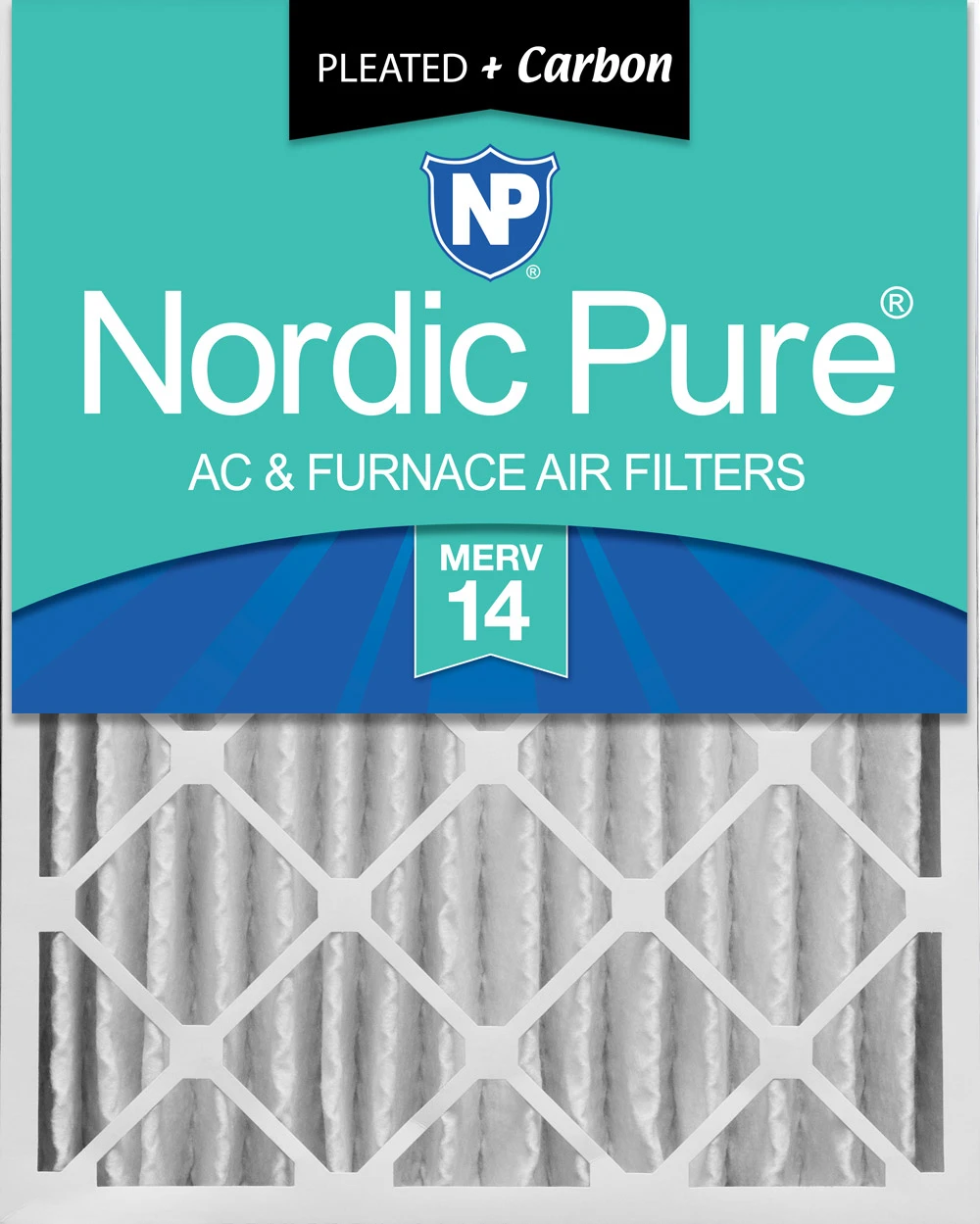 Nordic Pure 20x25x4 (3 5/8) Pleated Air Filters MERV 14 Plus Carbon 1 Pack (20x25x4M14+C-1)