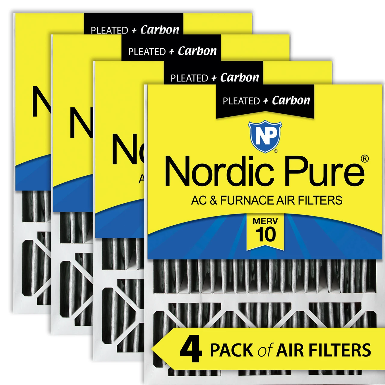 Nordic Pure 20x25x5 (4 3/8) Honeywell Replacement Air Filters MERV 10 Plus Carbon 4 Pack (20x25x5HPM10C-4)