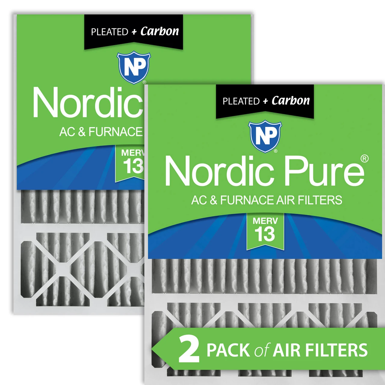 Nordic Pure 20x25x5 (4 3/8) Honeywell Replacement Air Filters MERV 13 Plus Carbon 2 Pack (20x25x5HM13+C-2)