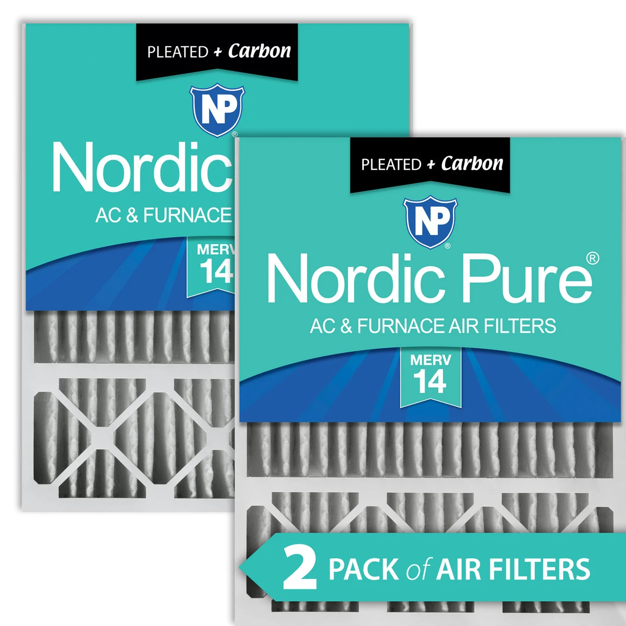 Nordic Pure 20x25x5 (4 3/8) Lennox X6673_X6675 Replacement AC Filter MERV 14 + Carbon 2 Pack (20x25x5LXREDM14+C-2)