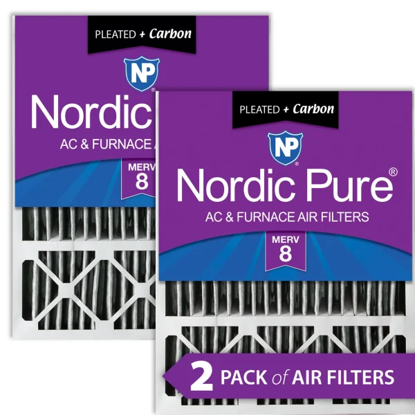 Nordic Pure 20x25x5 (4 3/8) Lennox X6673_X6675 Replacement Air Filter MERV 8 + Carbon 2 Pack (20x25x5LXREDPM8C-2)