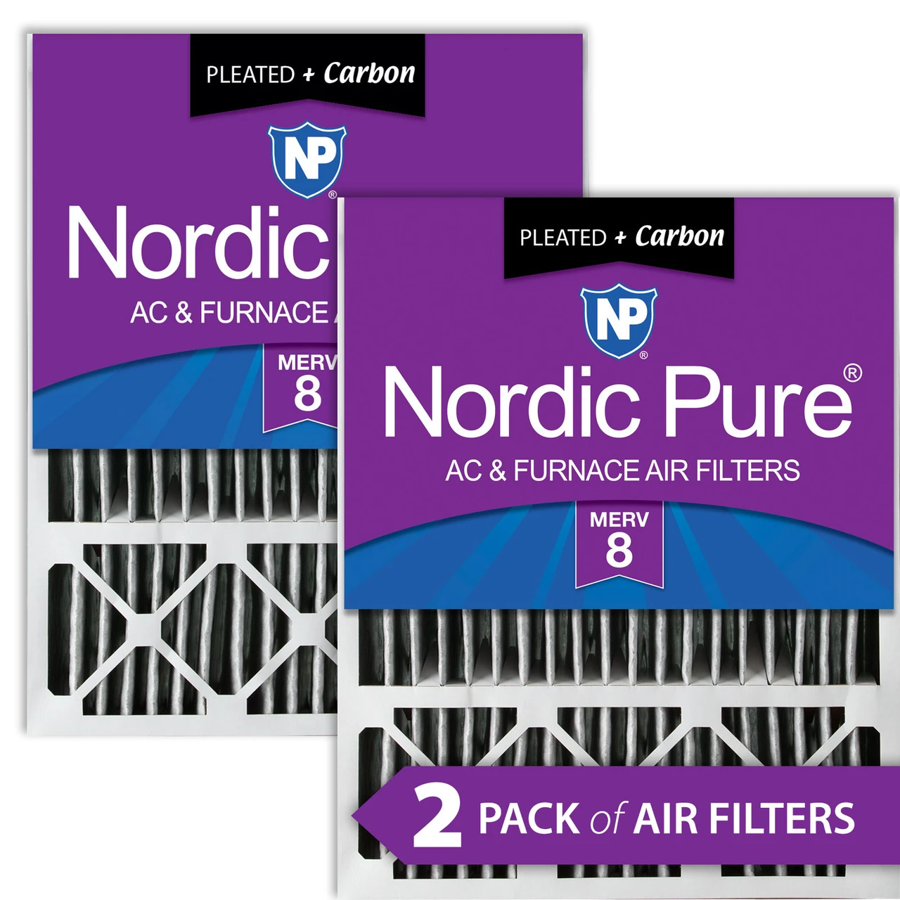 Nordic Pure 20x25x5 (4 3/8) Lennox X6673_X6675 Replacement Air Filter MERV 8 + Carbon 2 Pack (20x25x5LXREDPM8C-2)