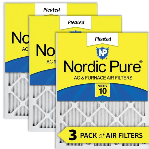 Nordic Pure 20x30x1 (19_5/8x29_5/8) Pleated MERV 10 Air Filters 3 Pack (20x30x1M10-3)