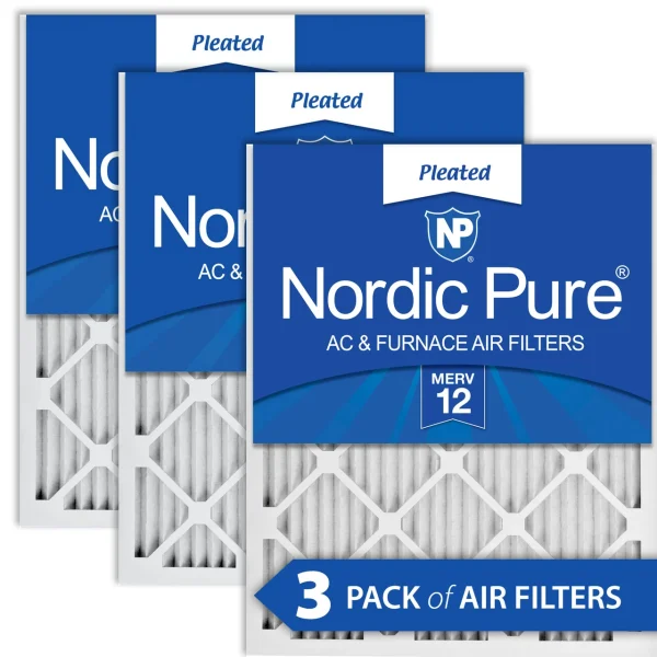 Nordic Pure 20x30x1 (19_5/8x29_5/8) Pleated MERV 12 Air Filters 3 Pack (20x30x1M12-3)