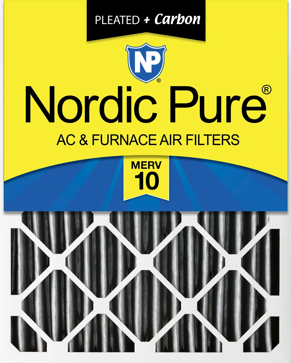 Nordic Pure 24x24x4 (3 5/8) Furnace Air Filters MERV 10 Plus Carbon 1 Pack (24x24x4PM10C-1)