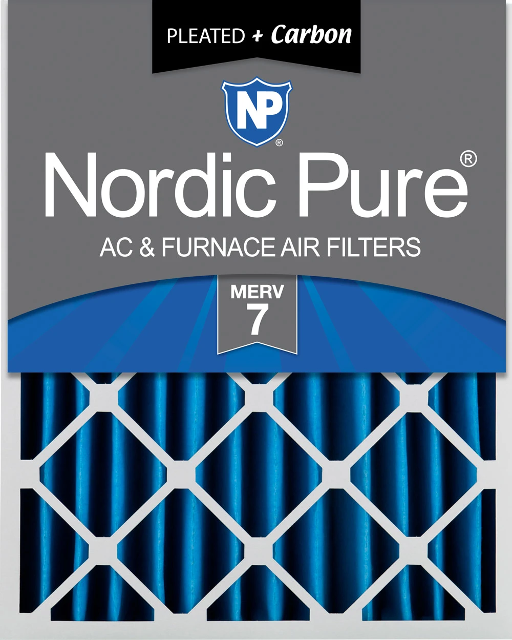 Nordic Pure 24x24x4 (3 5/8) Pleated Air Filters MERV 7 Plus Carbon 1 Pack (24x24x4M7+C-1)