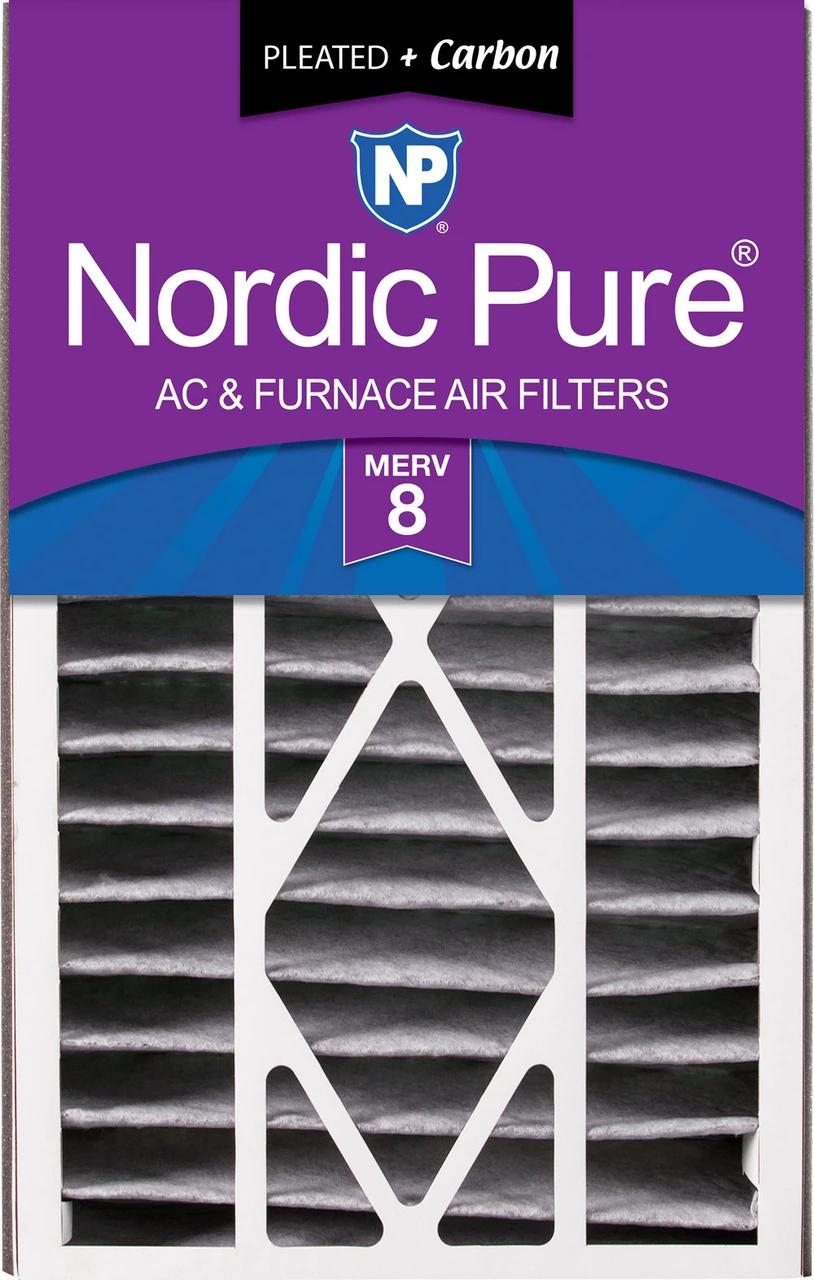 Nordic Pure Air Bear 16x25x5 (4 7/8) AC Filter Replacement MERV 8 Pleated Plus Carbon 1 Pack (16x25x5ABPM8C-1)