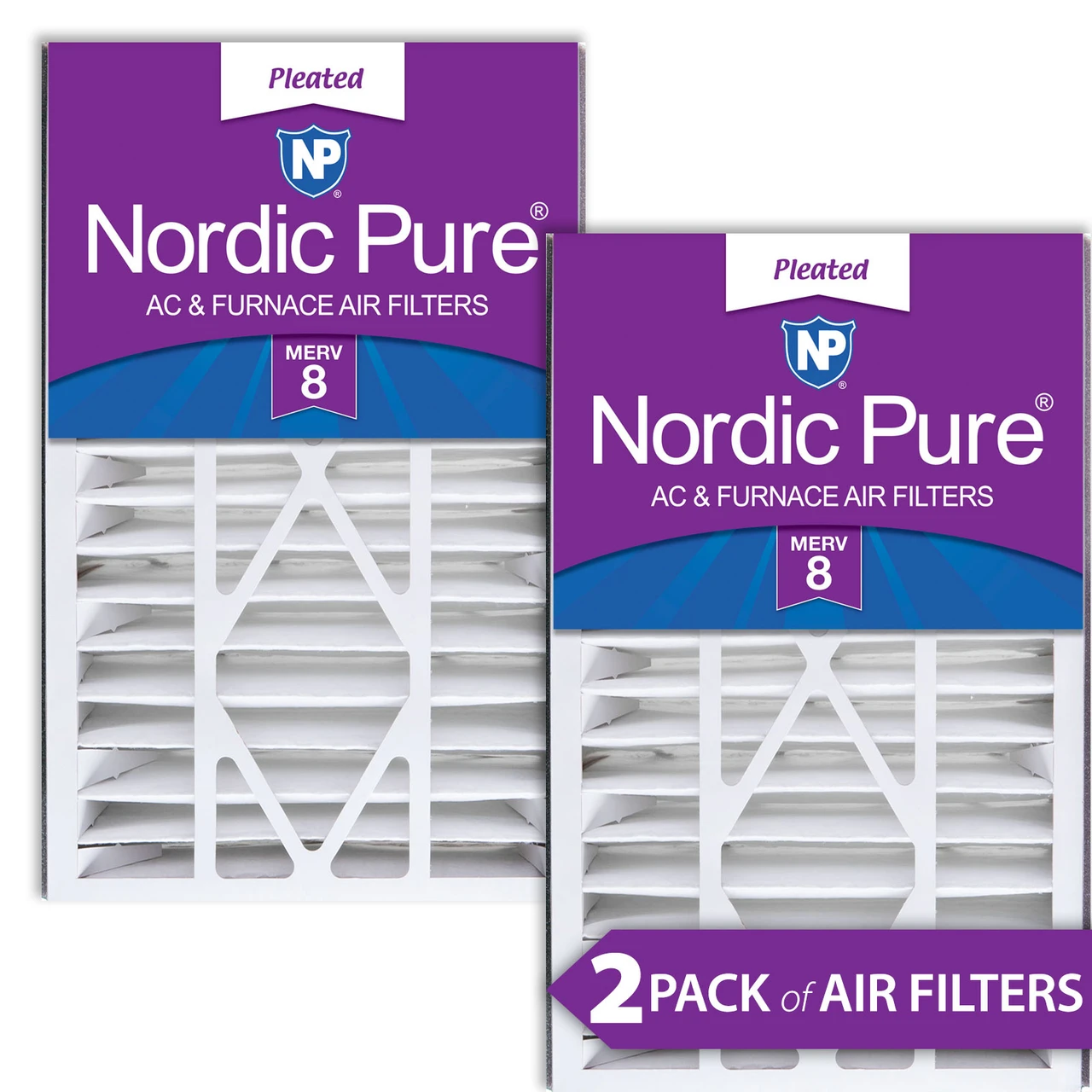 Nordic Pure Air Bear 16x25x5 (4 7/8) Replacement 255649-105 MERV 8 Air Filters 2 Pack (16x25x5ABM8-2)