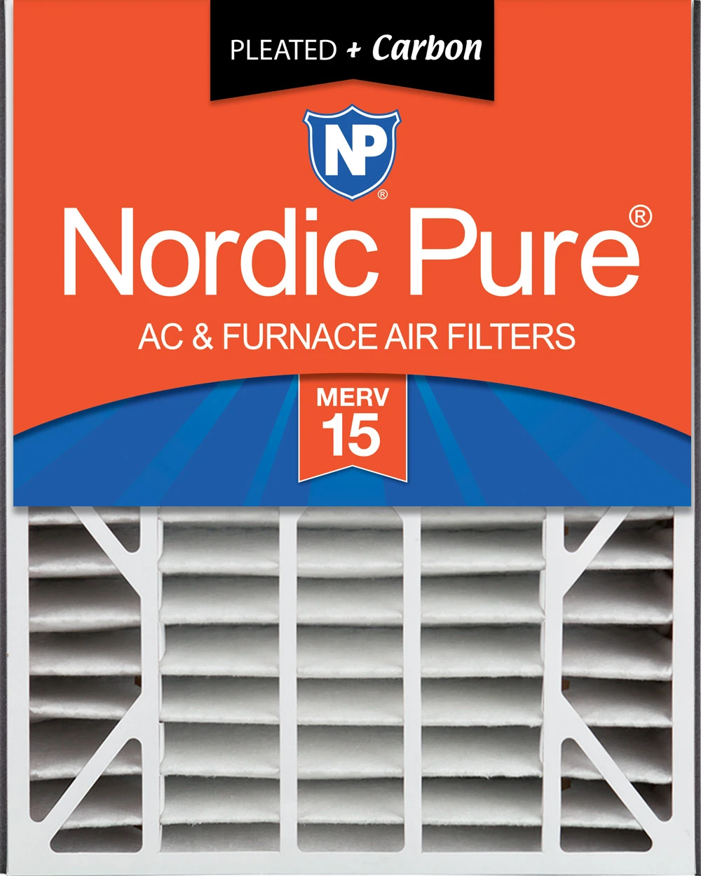 Nordic Pure Air Bear 20x25x5 (4 7/8) Air Filter Replacement MERV 15 Plus Carbon 1 Pack (20x25x5ABM15+C-1)