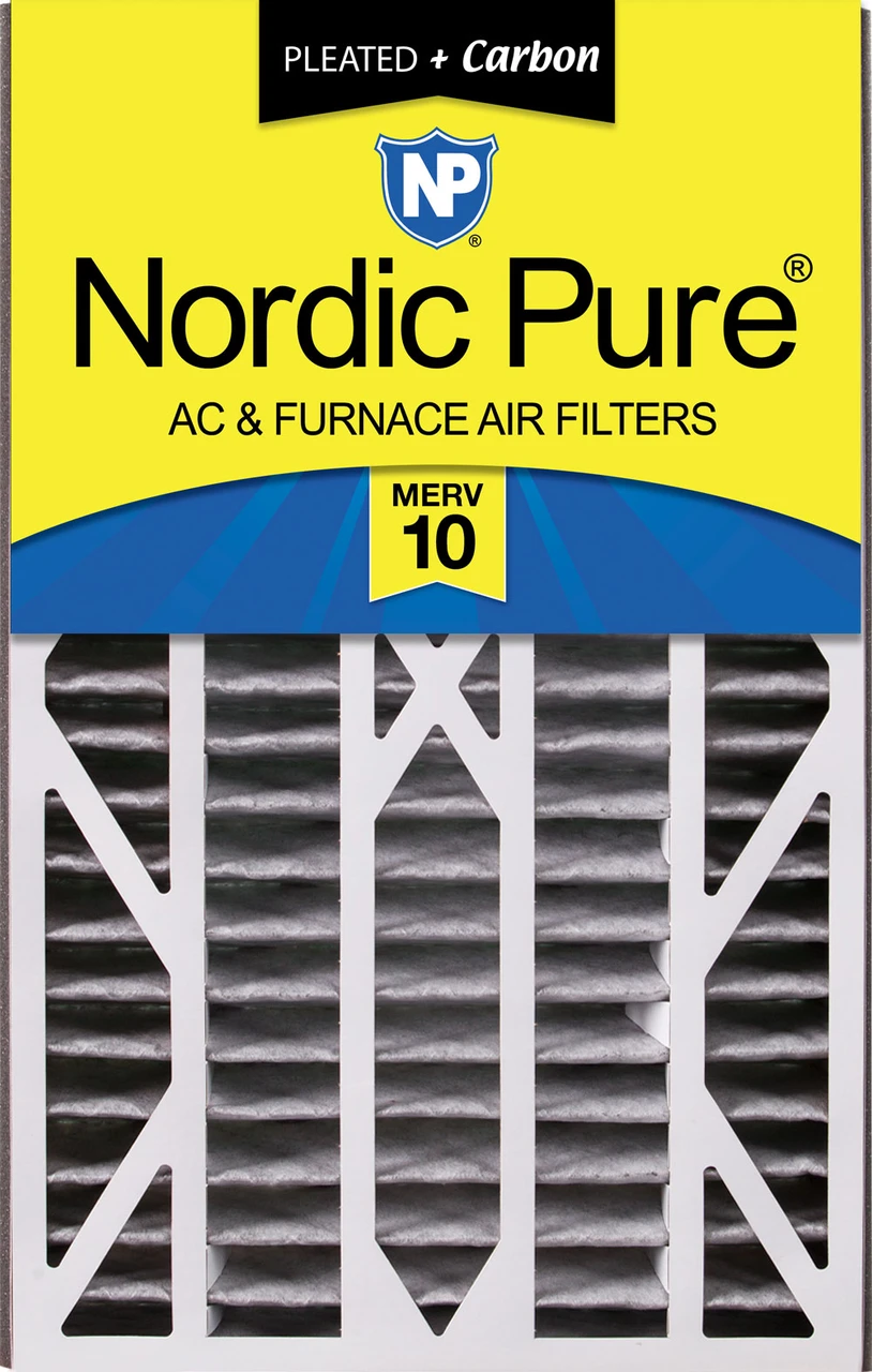 Nordic Pure Air Bear Cub 16x25x3 Air Filter Replacement MERV 10 Pleated Plus Carbon 1 Pack (16x25x3ABPM10C-1)
