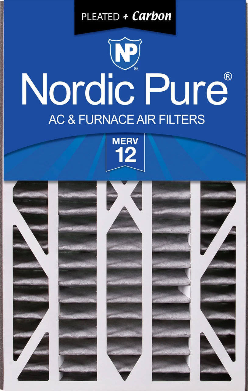 Nordic Pure Air Bear Cub 16x25x3 Air Filter Replacement MERV 12 Pleated Plus Carbon 1 Pack (16x25x3ABPM12C-1)