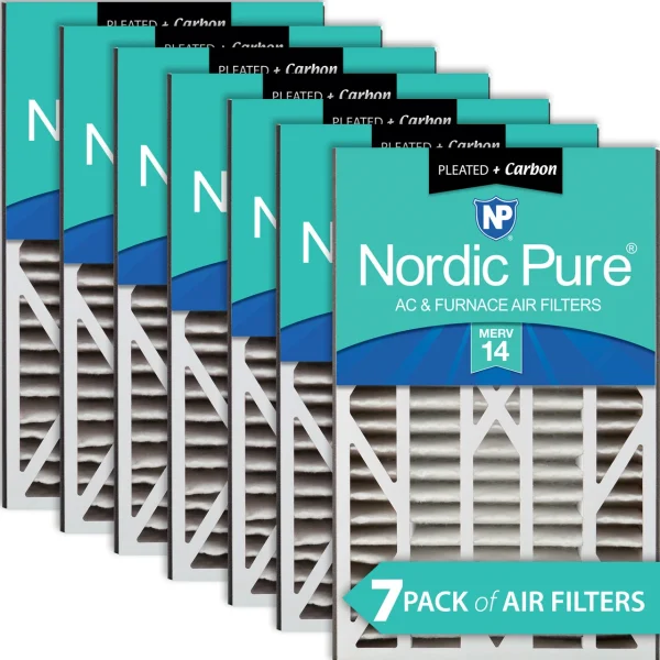 Nordic Pure Air Bear Cub 16x25x3 Air Filter Replacement MERV 14 Plus Carbon 7 Pack (16x25x3ABM14+C-7)