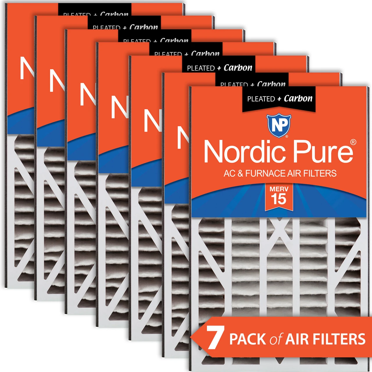 Nordic Pure Air Bear Cub 16x25x3 Air Filter Replacement MERV 15 Plus Carbon 7 Pack (16x25x3ABM15+C-7)