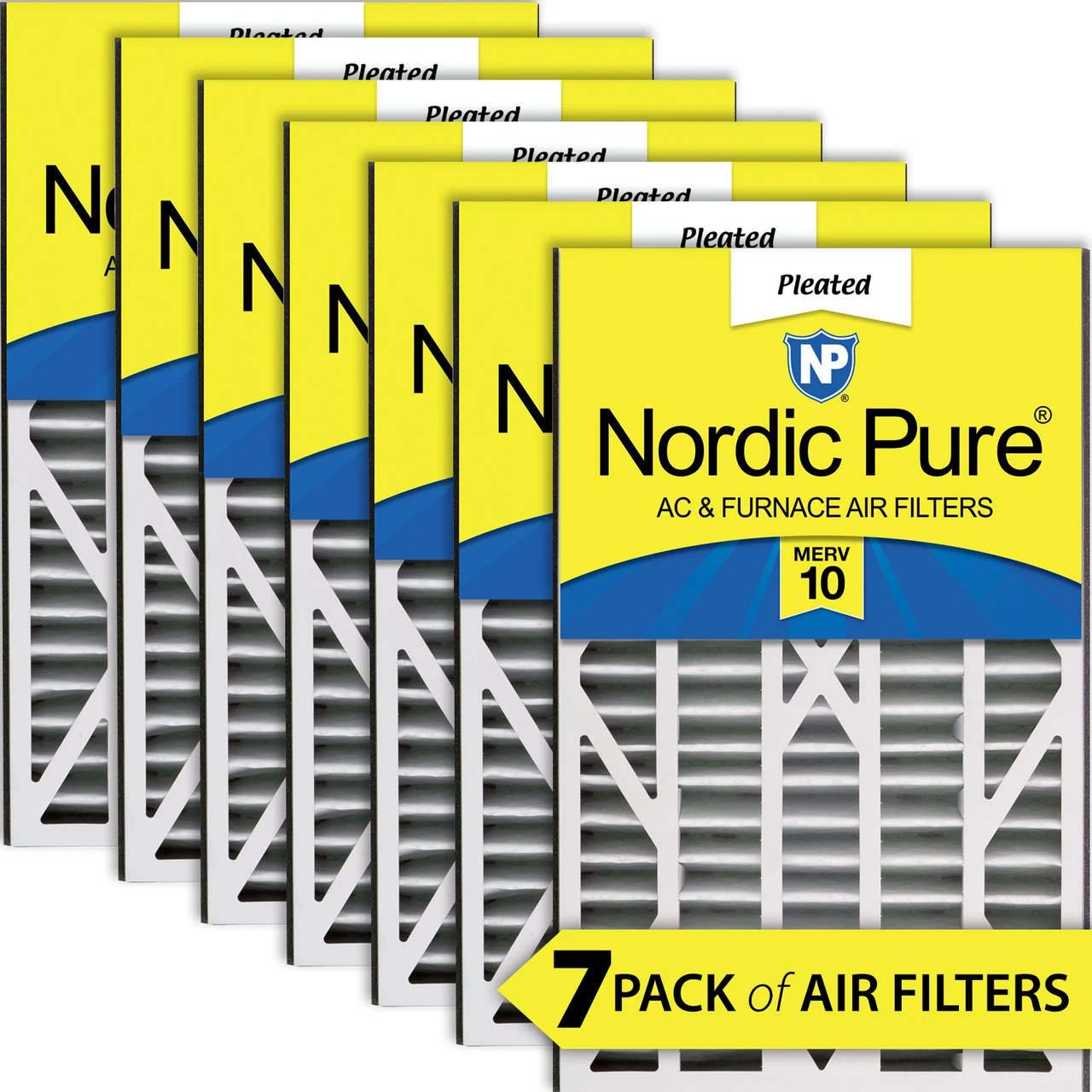 Nordic Pure Air Bear Cub 16x25x3 Replacement 255649-101 MERV 10 Air Filters 7 Pack (16x25x3ABM10-7)