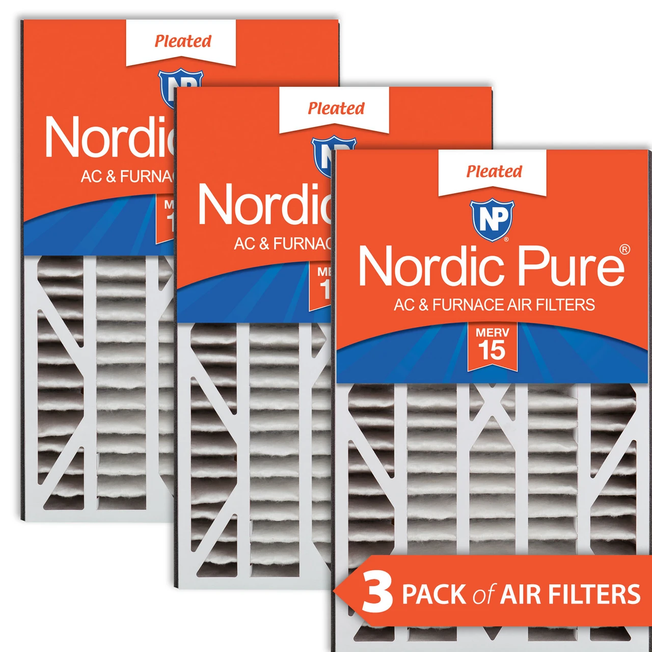 Nordic Pure Air Bear Cub 16x25x3 Replacement 266649-101 MERV 15 Air Filters 3 Pack (16x25x3ABM15-3)