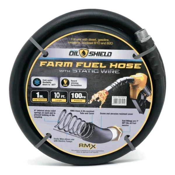 OilShield 1" Rubber Farm Fuel Transfer Hoses with Static Wire (OSFHONE10-30)