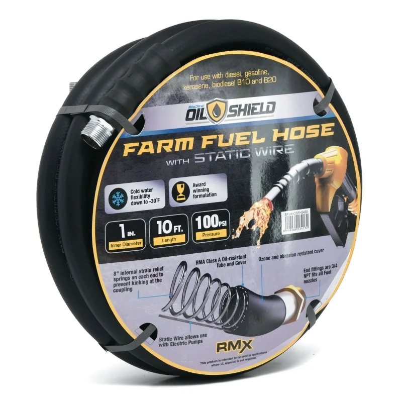 OilShield 1" Rubber Farm Fuel Transfer Hoses with Static Wire (OSFHONE10-30) — product image 2