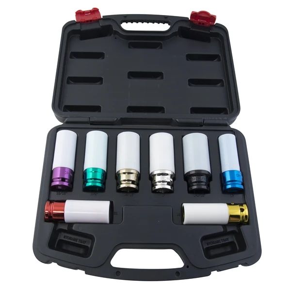 Omega Coated Impact Socket Set - 1/2" Drive, 9.4" Height, 17.4" Width, 12.5" Length, 8 Piece (83003)