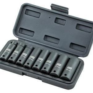 Omega Deep Impact Socket Set - Metric, 8" Height, 9.06" Width, 8.35" Length, 3/8" Drive, 8 Piece (83032)
