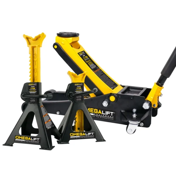 Omega Magic Lift Service Jack And 3 Ton Jack Stands Combo - 2.5 Ton Capacity (25055B)