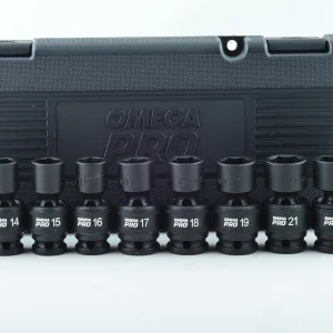 Omega Swivel Impact Socket Set With Heavy Duty Storage Case - Metric, 1/2" Drive, 6 Point, 9-Piece (83021)