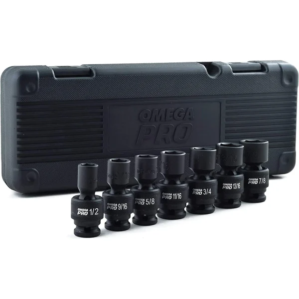 Omega Swivel Impact Sockets - 1/2" Drive, 12" Height, 5.7" Width, 15.1" Length, 7 Piece (83020)