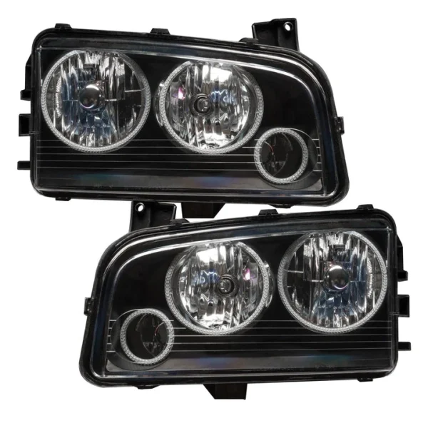 Oracle Lighting 2005-2010 Dodge Charger Non-HID Pre-Assembled LED Halo Headlights - (w/ Triple Halos) (8197-001, 8197-330, 8197-334, 8197-335)