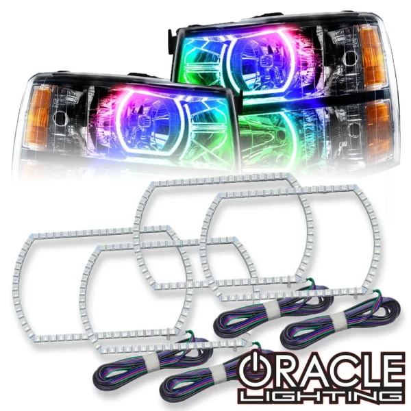 Oracle Lighting 2007-2013 Chevrolet Silverado LED Square Style Halo Headlight Kit (2358-330, 2358-333, 2358-334, 2358-335, 2358-504)