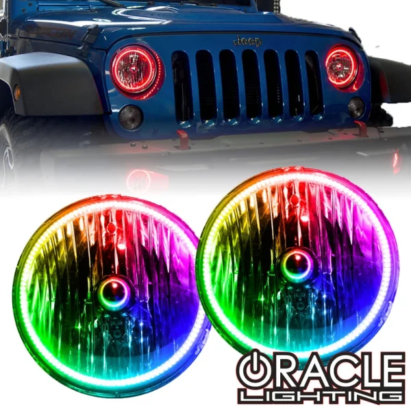 Oracle Lighting 2007-2017 Jeep Wrangler JK LED Headlight Halo Kit (2665-001, 2665-330, 2665-333, 2665-334, 2665-335, 2665-504)