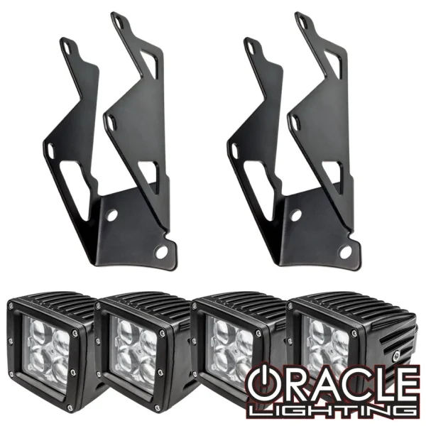 Oracle Lighting Jeep JK Dual Light Mounting Pillar Brackets + LED Lights Combo (2145-504)