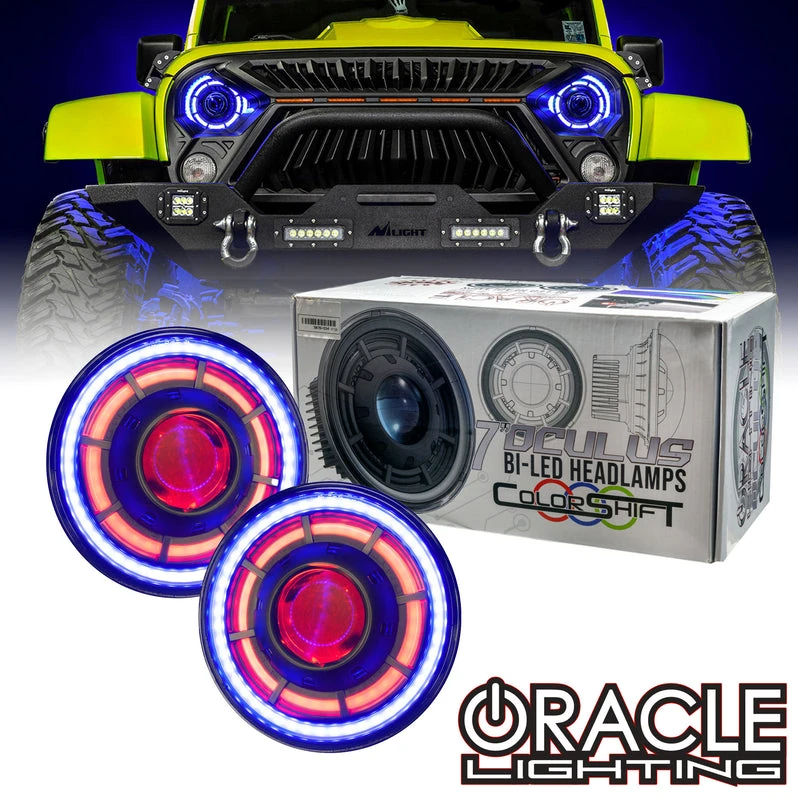 Oracle Lighting Jeep Wrangler JK Oculus™ 7" ColorSHIFT® Bi-LED Projector Headlights (5876-330, 5876-333, 5876-334, 5876-335, 5876-504)